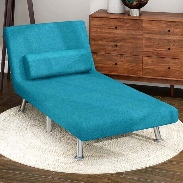 HOMCOM Single Dark Blue Linen Chair Bed with Adjustable Backrest - Wilko - image 1