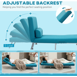 HOMCOM Single Dark Blue Linen Chair Bed with Adjustable Backrest - Wilko - thumbnail 7