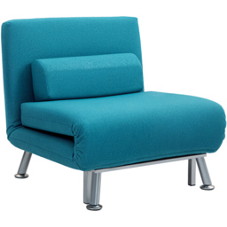 HOMCOM Single Dark Blue Linen Chair Bed with Adjustable Backrest - Wilko - thumbnail 3