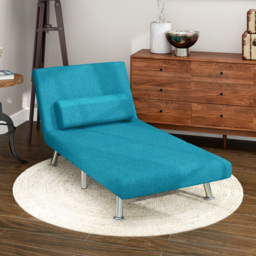 HOMCOM Single Dark Blue Linen Chair Bed with Adjustable Backrest - Wilko - thumbnail 5