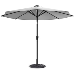 Living and Home Light Grey Solar LED Crank and Tilt Parasol with Cement Base 3m - Wilko - thumbnail 1