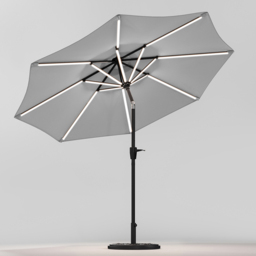 Living and Home Light Grey Solar LED Crank and Tilt Parasol with Cement Base 3m - Wilko - thumbnail 5