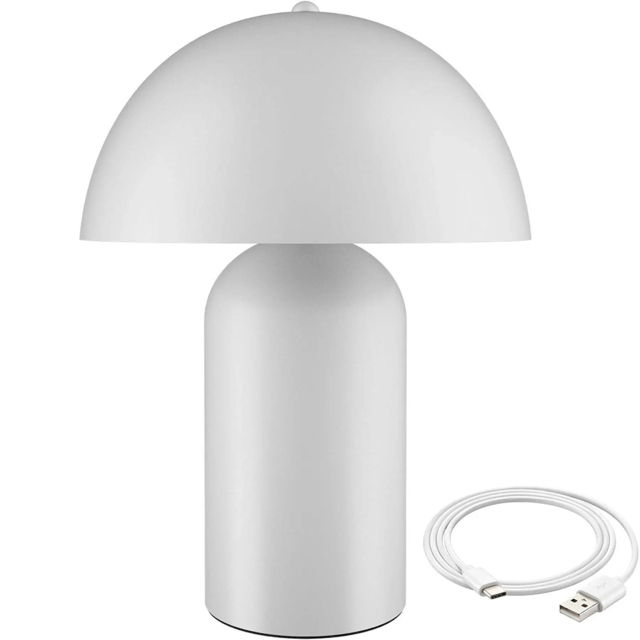 tectake Kade White Retro Battery Powered Table Lamp - Size: 34 x 25 x 25cm - Wilko - image 1