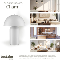 tectake Kade White Retro Battery Powered Table Lamp - Size: 34 x 25 x 25cm - Wilko - thumbnail 6
