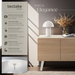tectake Kade White Retro Battery Powered Table Lamp - Size: 34 x 25 x 25cm - Wilko - thumbnail 7