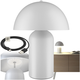 tectake Kade White Retro Battery Powered Table Lamp - Size: 34 x 25 x 25cm - Wilko - thumbnail 4
