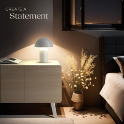 tectake Kade White Retro Battery Powered Table Lamp - Size: 34 x 25 x 25cm - Wilko - thumbnail 3