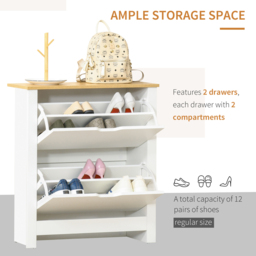 Portland 2 Flip Down Door White Shoe Cabinet - Wilko - thumbnail 7