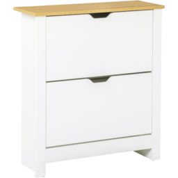 Portland 2 Flip Down Door White Shoe Cabinet - Wilko - thumbnail 3