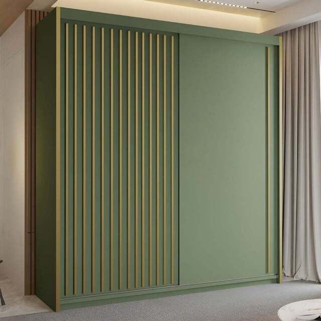 Sliding Wardrobes 4U Pesto 2 Sliding Door Green Modern Wardrobe 203cm - Size: 2 Door - Wilko - image 1