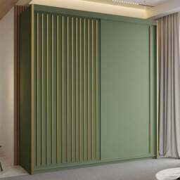 Sliding Wardrobes 4U Pesto 2 Sliding Door Green Modern Wardrobe 203cm - Size: 2 Door - Wilko - thumbnail 1