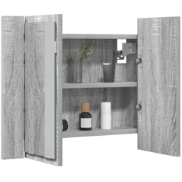 vidaXL 2 Door LED Grey Sonoma Oak Wood Mirror Cabinet - Size: 45 x 60 x 12cm - Wilko - thumbnail 3