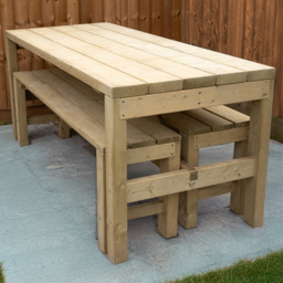 Forest Garden 6 Seater Dining Table and Bench Set - Green - Wilko