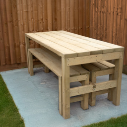 Forest Garden 6 Seater Dining Table and Bench Set - Green - Wilko - thumbnail 7