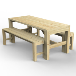 Forest Garden 6 Seater Dining Table and Bench Set - Green - Wilko - thumbnail 3
