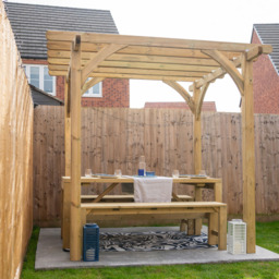 Forest Garden 6 Seater Dining Table and Bench Set - Green - Wilko - thumbnail 5