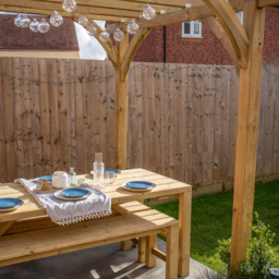 Forest Garden 6 Seater Dining Table and Bench Set - Green - Wilko - thumbnail 4