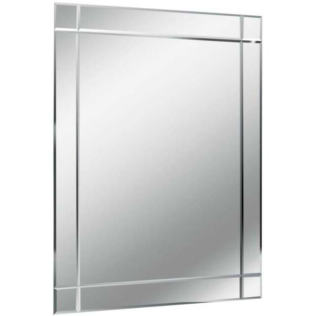 Premier Housewares Etched Border Wall Mirror 90 x 110cm - Size: 110 x 90cm - Silver - Wilko - image 1
