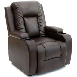Furniture Online Oscar Brown Bonded Leather Pushback Recliner Chair with Cupholder - Size: 104 x 82 x 88cm - Wilko - thumbnail 3