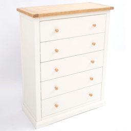 Cabinet Bits Castelli 5 Drawer White Wood Knob Chest of Drawers - Wilko - thumbnail 5