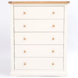 Cabinet Bits Castelli 5 Drawer White Wood Knob Chest of Drawers - Wilko - thumbnail 3