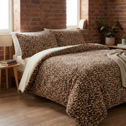 Leopard Print Faux Fur Duvet Set Brown King - Wilko - thumbnail 7