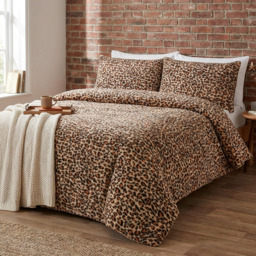 Leopard Print Faux Fur Duvet Set Brown King - Wilko - thumbnail 5