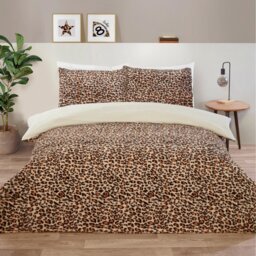 Leopard Print Faux Fur Duvet Set Brown King - Wilko - thumbnail 1