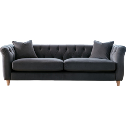Elsie Chesterfield 3 Seater Midnight Blue Plush Velvet Sofa - Wilko - thumbnail 3