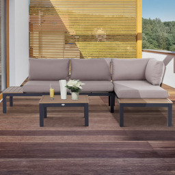 Outsunny 3 Seater Mixed Grey Aluminium Frame Garden Corner Lounge Set - Multi - Wilko