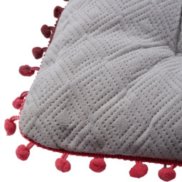Living and Home Grey Square Dining Chair Cushion with Pom Poms 40 x 40cm - Size: 6 x 40 x 40cm - Wilko - thumbnail 4