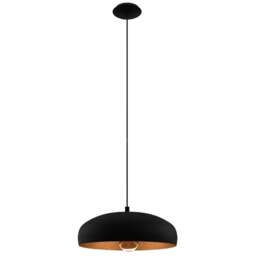 EGLO Mogano 1 Black and Copper Pendant Light - Size: 40.0 x 40.0 x 110.0cm - Wilko