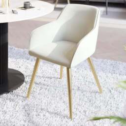 tectake Marilyn Set of 2 Cream and Gold Corduroy Padded Dining Chair - Wilko