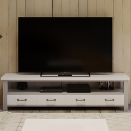 Baumhaus Greystone 4 Drawer Single Shelf Widescreen Grey Television Cabinet - Wilko