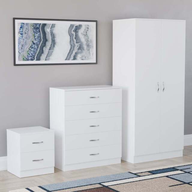 Vida Designs Riano White 3 Piece Bedroom Furniture Set - Wilko - image 1