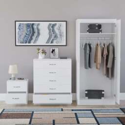 Vida Designs Riano White 3 Piece Bedroom Furniture Set - Wilko - thumbnail 4
