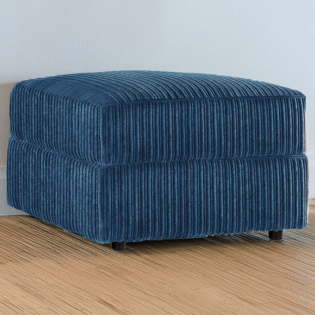 Luxor Marine Blue Jumbo Cord Footstool - Size: 45 x 55 x 55cm - Wilko - image 1