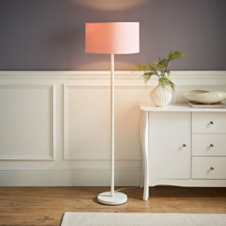 ValueLights Charlie Blush Drum Shade White Floor Lamp and Bulb - Size: 148 x 45 x 45cm - Wilko - thumbnail 3