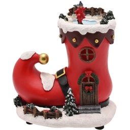The Seasonal Gift Co. Santa and Friends Elf Boot House LED Christmas Decoration 13cm - Size: 13 x 12 x 7.5cm - Red - Wilko - thumbnail 3