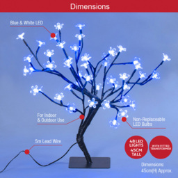 The Christmas Workshop 48 Blue and White LED Blossom Tree - Wilko - thumbnail 7