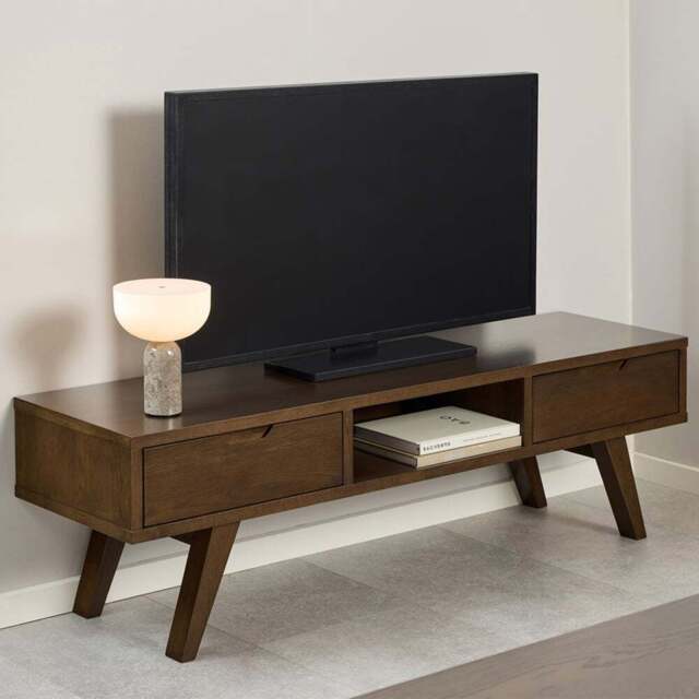 Florence A Line 2 Drawer Single Shelf Smoked Oak TV Unit - Brown - Furniture To Go - Wilko - image 1