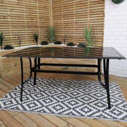 Samuel Alexander 6 Seater Garden Dining Table with Grey Banana Parasol and Base 3m - Black - Wilko - thumbnail 4