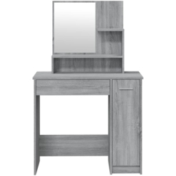 vidaXL Single Door Single Wide Drawer Grey Sonoma Dressing Table with Mirror - Size: 136 x 86.5 x 35cm - Wilko - thumbnail 7