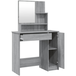 vidaXL Single Door Single Wide Drawer Grey Sonoma Dressing Table with Mirror - Size: 136 x 86.5 x 35cm - Wilko - thumbnail 4