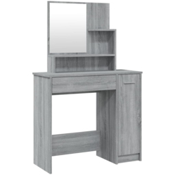 vidaXL Single Door Single Wide Drawer Grey Sonoma Dressing Table with Mirror - Size: 136 x 86.5 x 35cm - Wilko - thumbnail 3