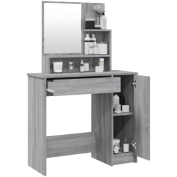 vidaXL Single Door Single Wide Drawer Grey Sonoma Dressing Table with Mirror - Size: 136 x 86.5 x 35cm - Wilko - thumbnail 6