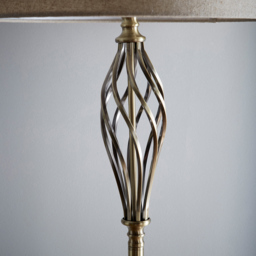 Kliving Compton Natural Linen Shade Antique Brass Floor Lamp - Size: 166 x 38 x 38cm - Gold - Wilko - thumbnail 4