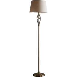 Kliving Compton Natural Linen Shade Antique Brass Floor Lamp - Size: 166 x 38 x 38cm - Gold - Wilko