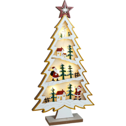 Xmas Haus LED Festive Village Xmas Tree - Size: 340 x 185 x 50cm - White - Wilko - thumbnail 1