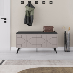 Decortie Dune 4 Door Mocha Grey Modern Shoe Storage Bench - Size: 55 x 107 x 35cm - Wilko - thumbnail 6